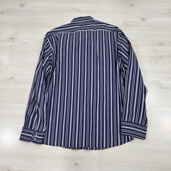 Hugo Boss Button Down Long Sleeve Dress Shirt Men XL Striped Purple Cotton - Picture 11 of 14